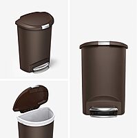 simplehuman 50 Liter / 13 Gallon Semi-Round Kitchen Step Trash Can with Secure Slide Lock