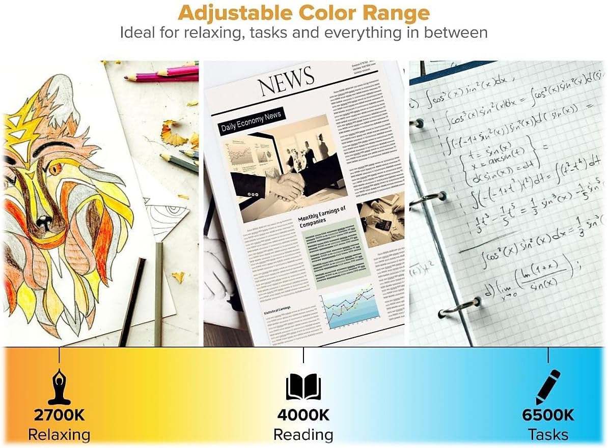 Bostitch Office Dimmable LED Desk Lamp with Adjustable Color Temperature, Black