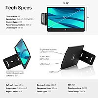 SideTrak Swivel 14" Attachable Portable Monitor Extender, FHD TFT Laptop Dual Screen with Kickstand + Unique Swivel Hinge