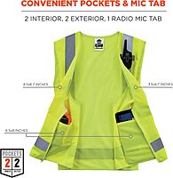 Ergodyne GloWear 8249Z Hi-Vis Surveyor Safety Vest, Solid Front Mesh Back, Type R Class 2