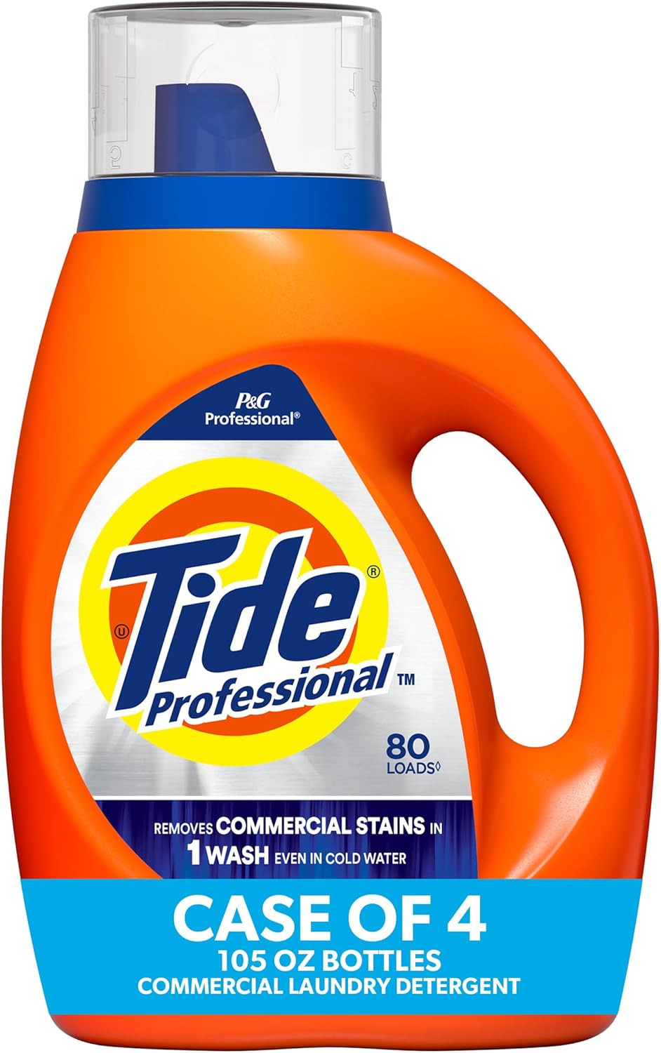Tide Professional Commercial Liquid Laundry Detergent, Floral, 105 Fl oz, 80 Loads (4-Pack)