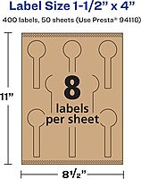 Avery Kraft Brown Lollipop Labels, Sure Feed Technology, 1.5" x 4", Print-to-The-Edge, Laser/Inkjet Printable