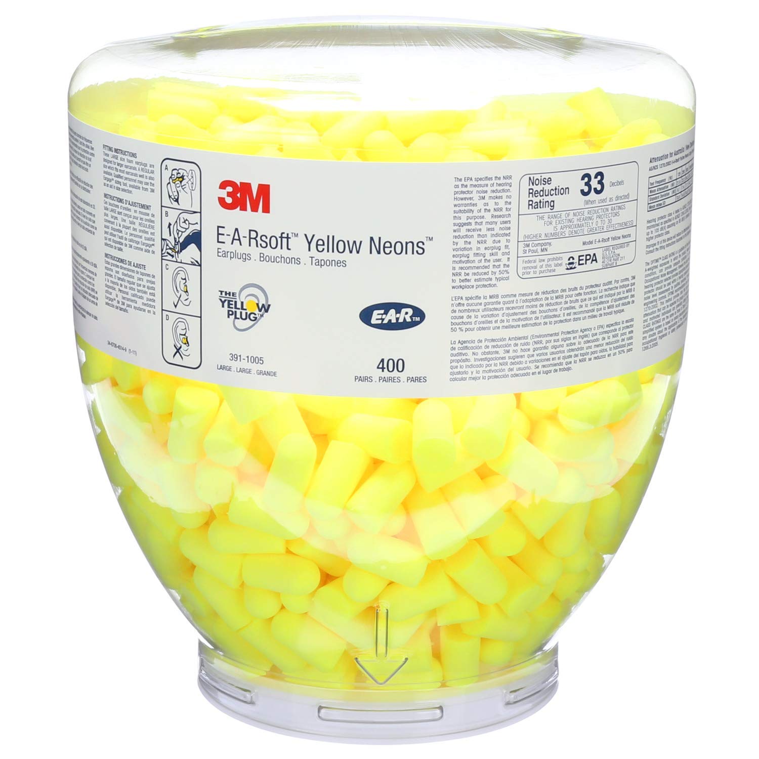 3M E-A-Rsoft Yellow Neons Uncorded Foam Ear Plugs