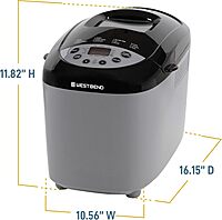 West Bend Hi-Rise Bread Maker Machine Programmable 12 Programs Including Gluten Free & 3 Loaf Sizes and Crust Colors
