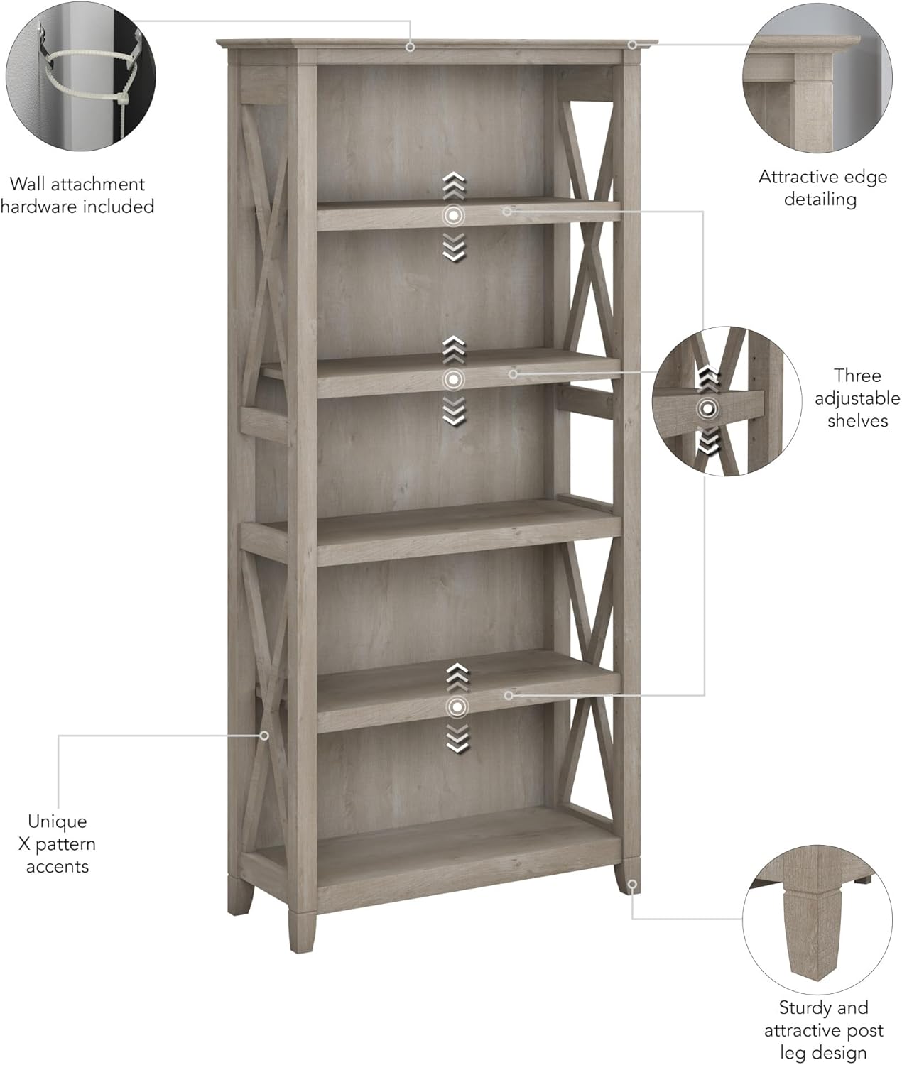 Bush Furniture Key West Bookcase Collection