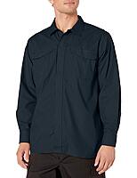TRU-SPEC 24-7 1051002 Men's Ultralight Long Sleeve Uniform Shirt, Polyester Cotton Rip-Stop, X-Small Regular, Black Small Long Navy