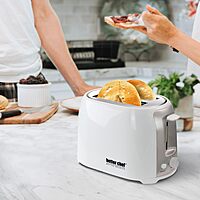 BETTER CHEF 2-Slice Wide-Slot Cool-Touch Toaster with Reheat & Defrost and Stainless-Steel Accents