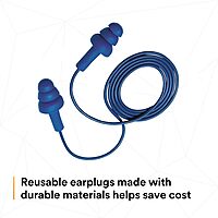 3M E-A-R UltraFit Earplugs 340-4007, Metal Detectable, Corded, Poly Bag, 400 Pair/Case