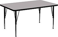 Flash Furniture Wren 36''W x 72''L Rectangular Grey Thermal Laminate Activity Table - Height Adjustable Short Legs