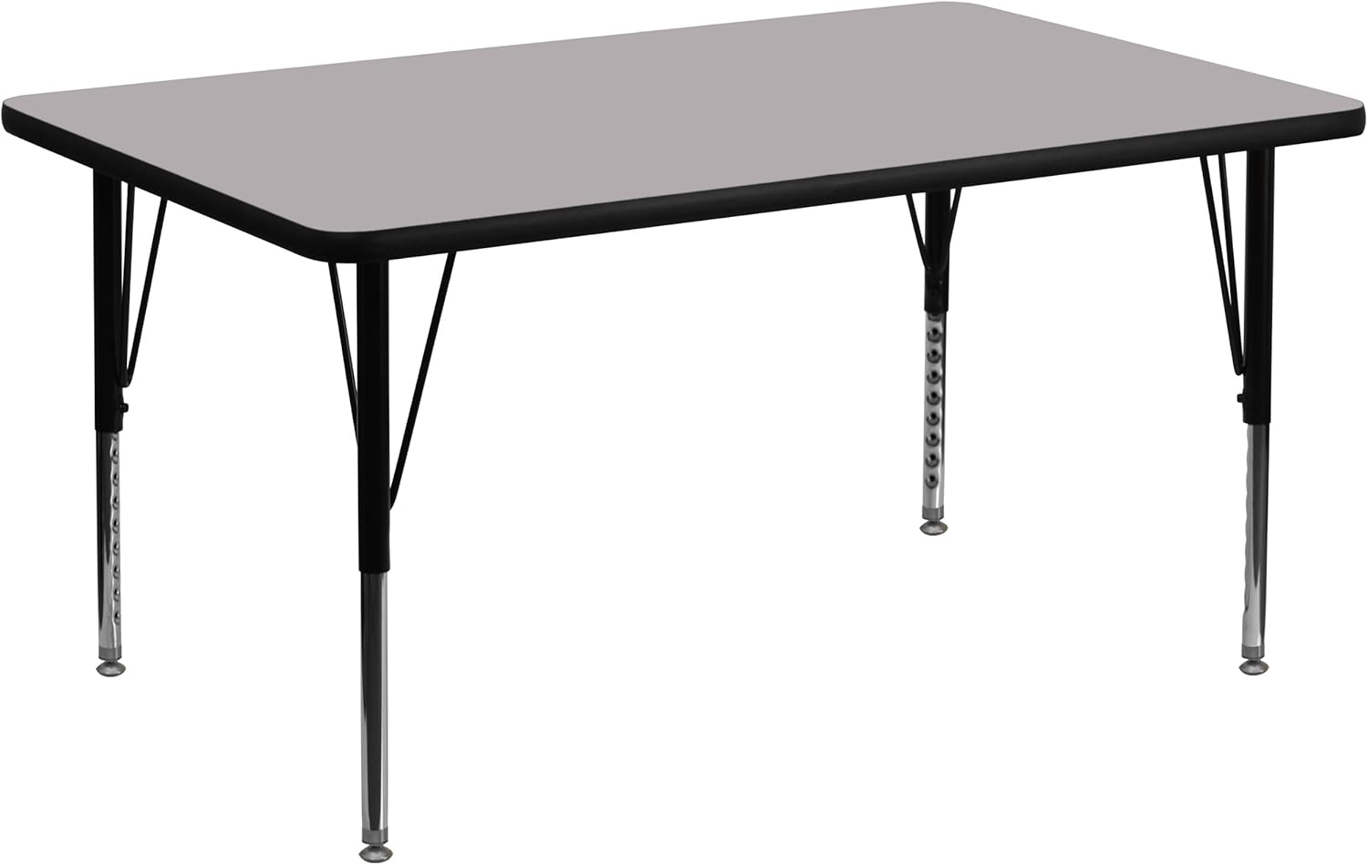 Flash Furniture Wren 36''W x 72''L Rectangular Grey Thermal Laminate Activity Table - Height Adjustable Short Legs