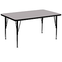 Flash Furniture Wren 36''W x 72''L Rectangular Grey Thermal Laminate Activity Table - Height Adjustable Short Legs