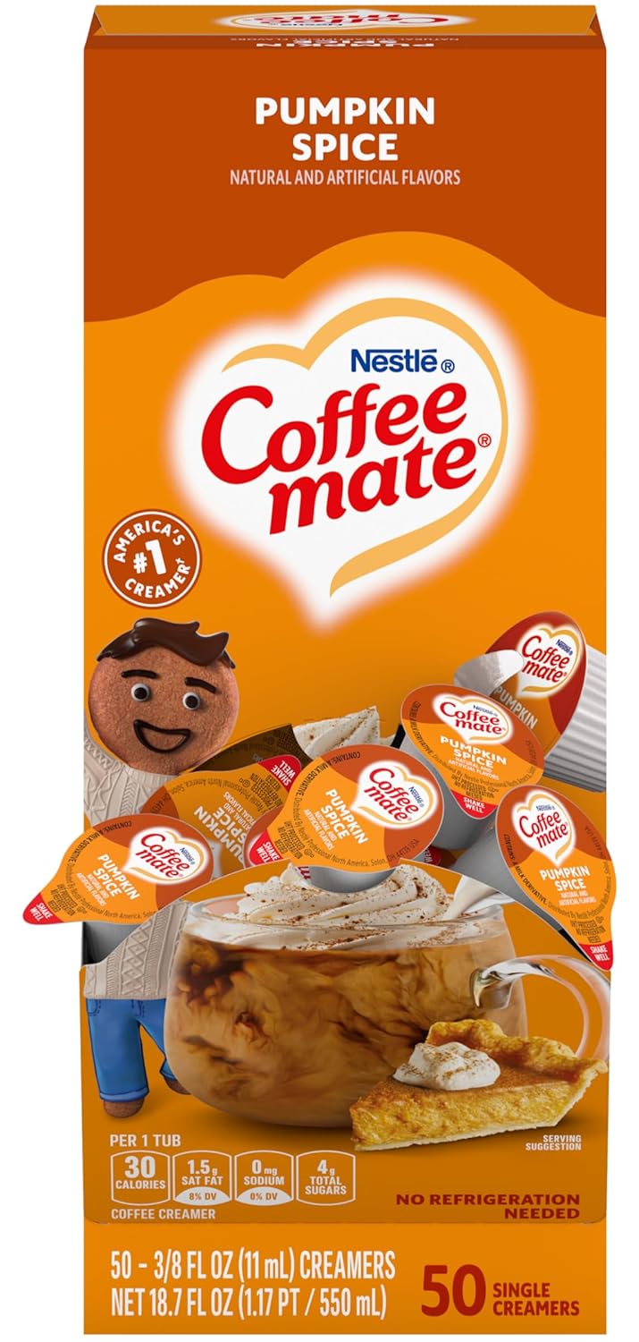 Nestle, Pumpkin Spice Coffee-mate Liquid Creamer Singles - Seasonal Flavor, Pack of 50