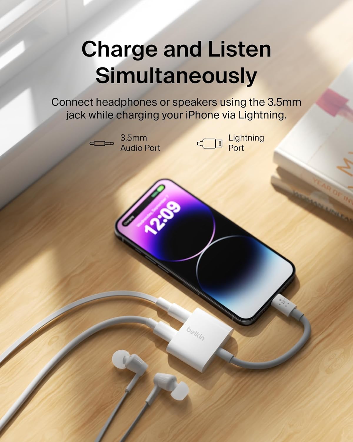 Belkin RockStar Lightning to 3.5mm Audio Cable + Audio Charger Splitter