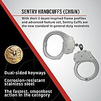 ASP Sentry Handcuffs, Professional Grade with Stainless Steel Frames, Forged Steel Bows, Dual-Sided Keyways, and Double Lock Slots for Tactical Gear and Equipment Chain