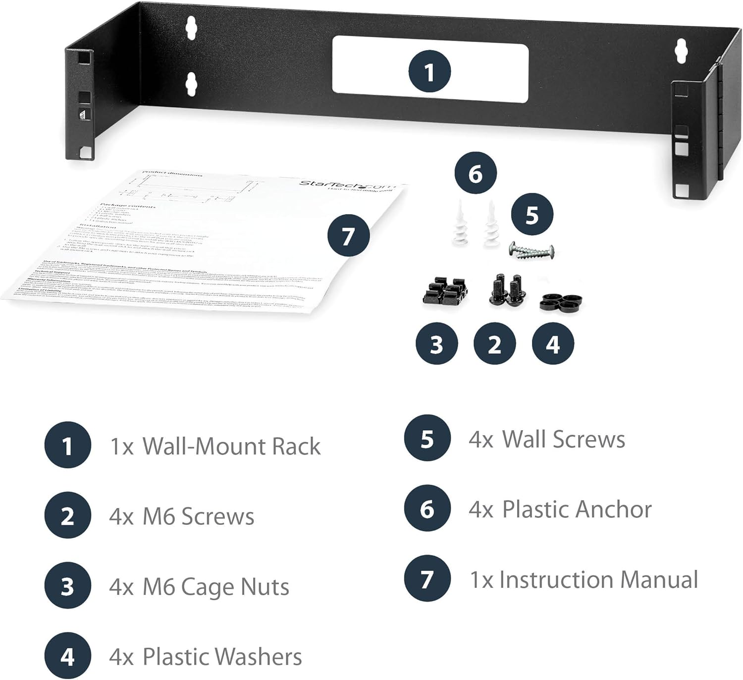 StarTech.com 2U Hinged Wall Mount Patch Panel Bracket - 6 inch Deep - 19" Patch Panel Swing Rack for Shallow Network