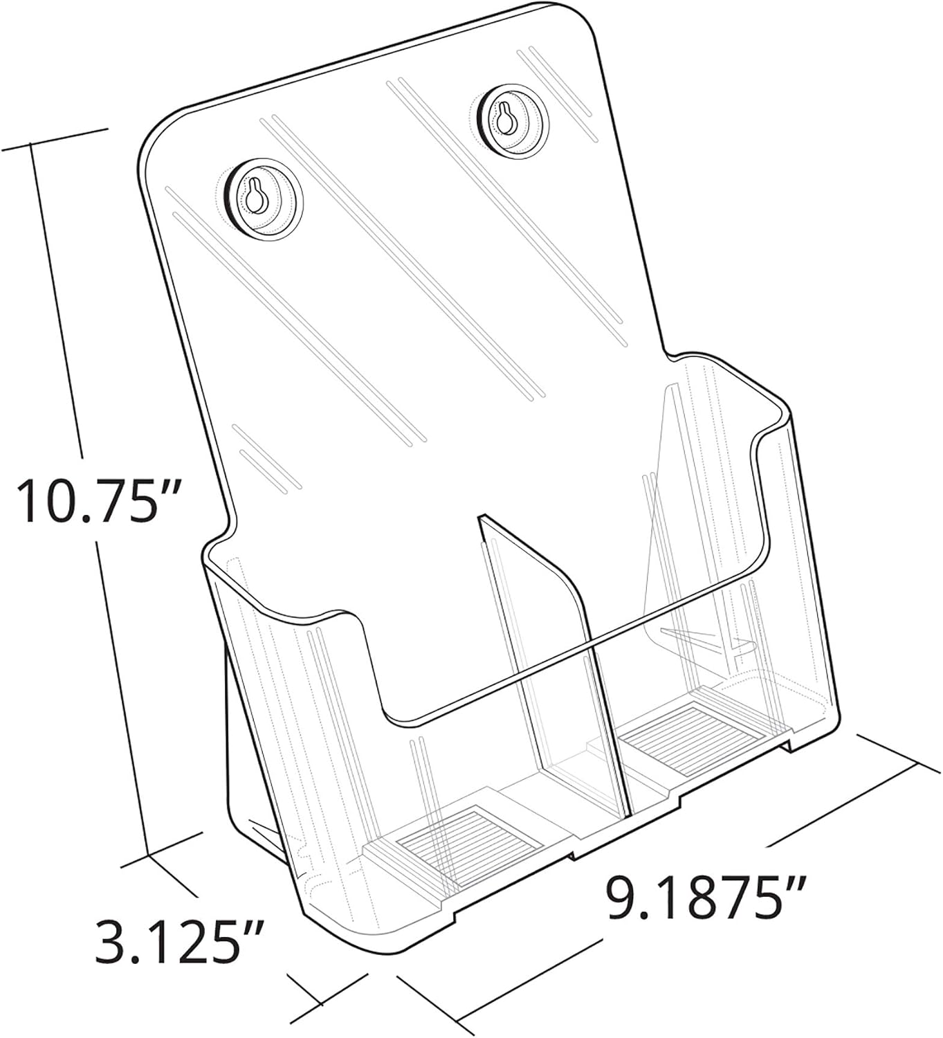 Azar Displays 2-Tier 2-Pocket Plastic Brochure Holder, Letter Size, 11-1/4inH x 9-1/4inW x 5inD, Clear