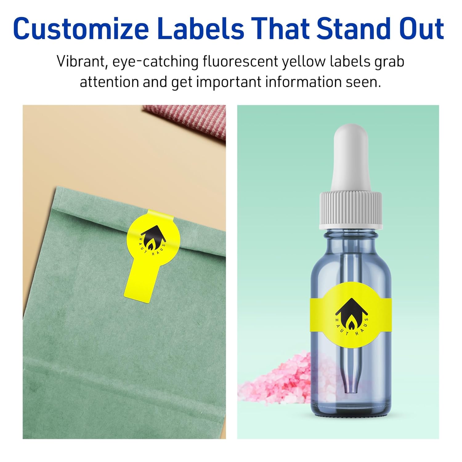 Avery Printable Wraparound Band Labels, Sure Feed Technology, 1.5" x 3.5", Cigar Band Labels, Neon Yellow, Print-to-The-Edge