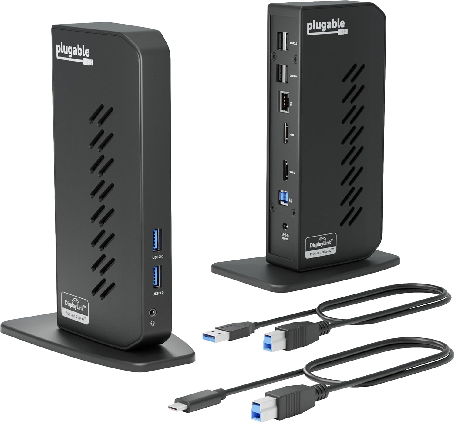 Plugable USB 3.0 and USB-C Universal Laptop Docking Station with 2 HDMI Ports for Windows, Mac (Driver Required)