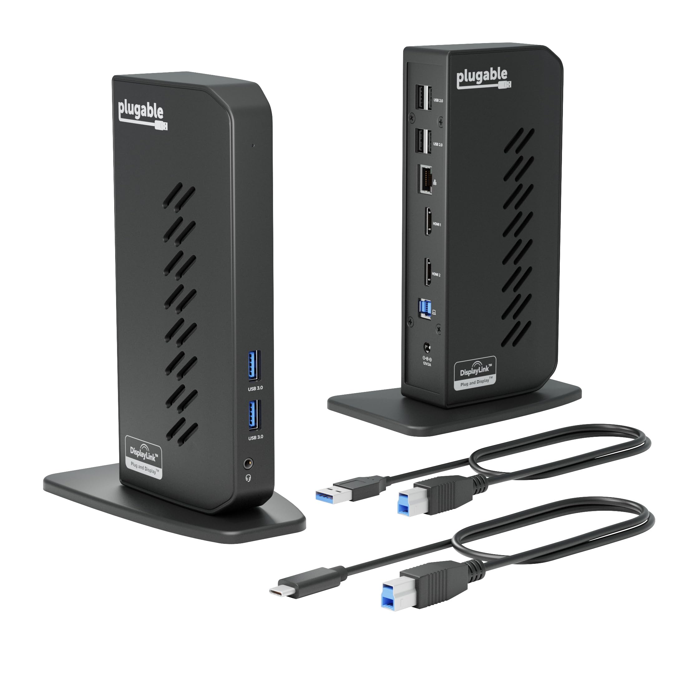 Plugable USB 3.0 and USB-C Universal Laptop Docking Station with 2 HDMI Ports for Windows, Mac (Driver Required)