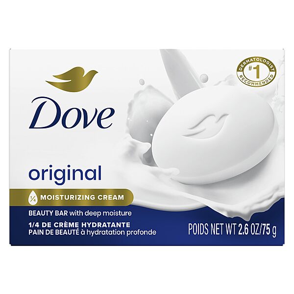 Dove Beauty Bar Soap Original, Pack of 36 for Soft, Smooth Skin, with 1/4 Moisturizing Cream 2.6 oz 2.6 Ounce (Pack of 36)