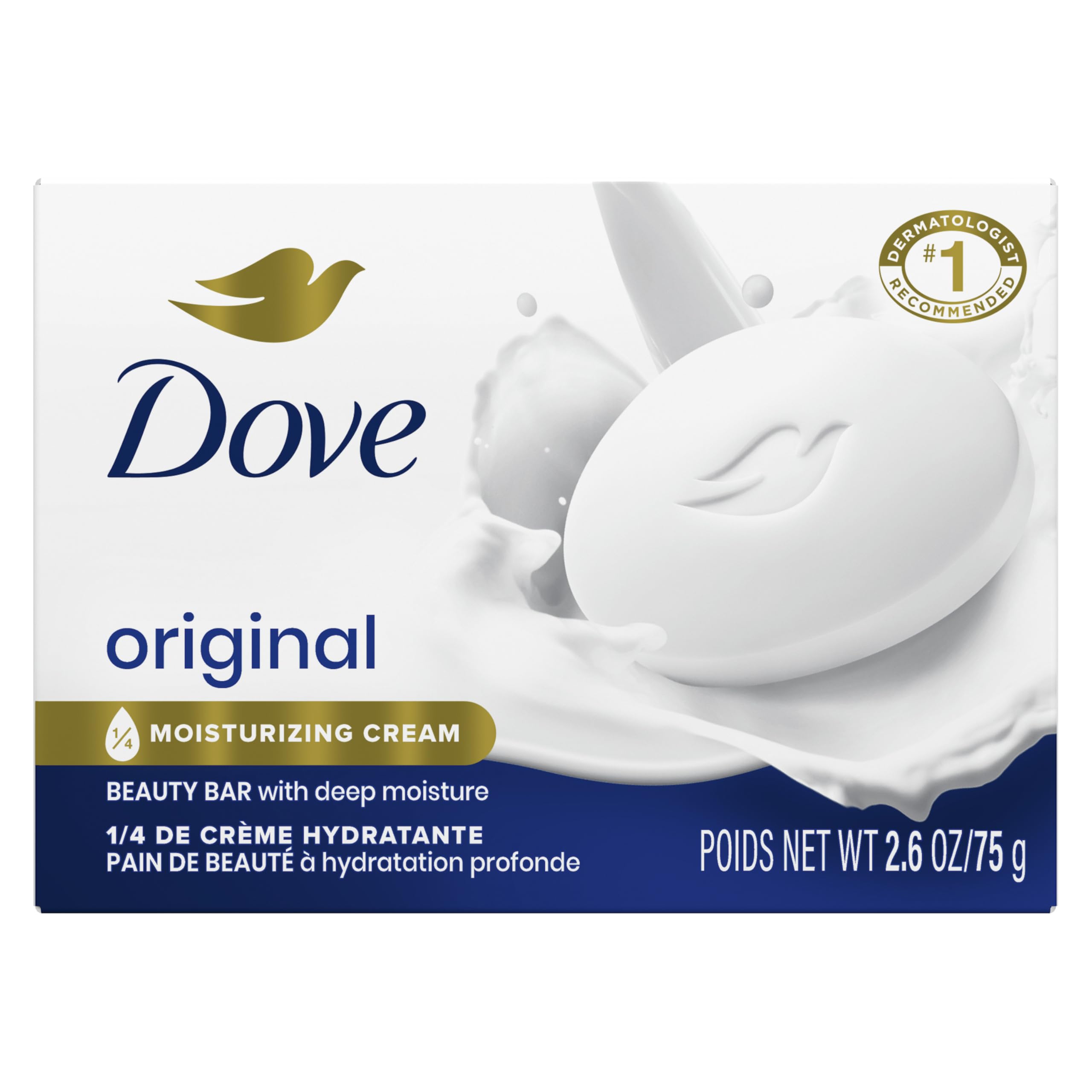 Dove Beauty Bar Soap Original, Pack of 36 for Soft, Smooth Skin, with 1/4 Moisturizing Cream 2.6 oz 2.6 Ounce (Pack of 36)