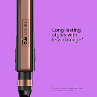 INFINITI PRO CONAIR Rose Gold Ceramic Flat Iron Hair Straightener, 1-Inch Flat Iron with Extra-Long Plates, including a Floating Plate, Advanced Heat Technology, Black 1 inch