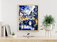 Rome Inkwash Watercolor Cityscape – Abstract Print