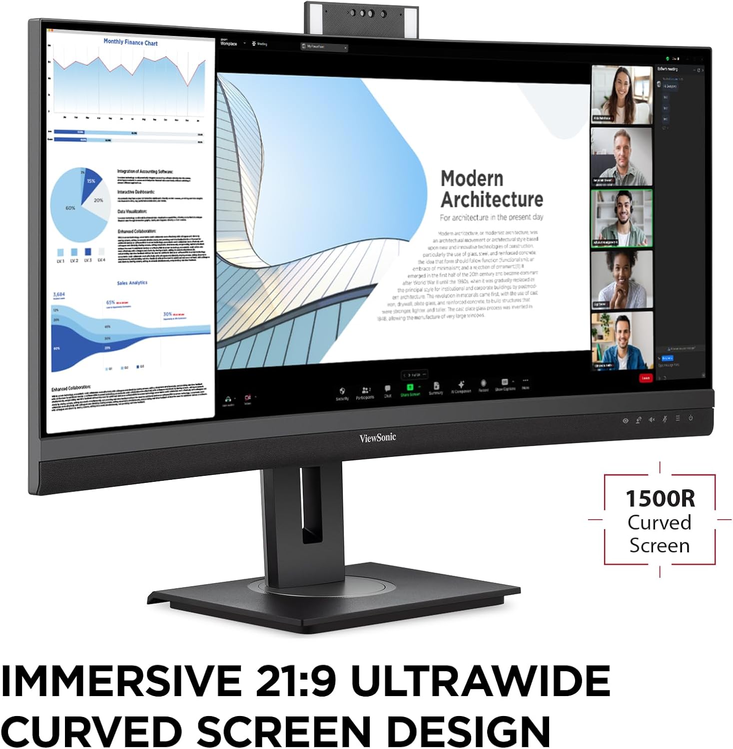 ViewSonic Video Conferencing Docking Monitor with Windows Hello Compatible IR Webcam