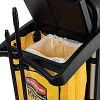 Rubbermaid Commercial High Security Housekeeping Janitorial Cart with Wheels, Yellow Vinyl Bag