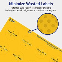 Avery Printable Round Labels, Sure Feed Technology, Print-to-The-Edge, Laser/Inkjet, Matte Finish