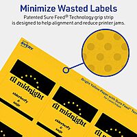 Avery Printable Square Labels, Sure Feed Technology, 2-1/2" x 2-1/2", Bright Yellow Labels, Laser/Inkjet Printable, 90 Total, Great for Jars and Packaging 90 labels