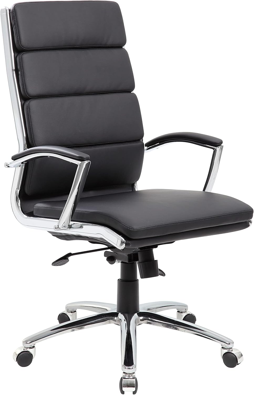 Boss Office Products CaressoftPlus Executive Chair, Traditional, Metal Chrome Finish 30D x 27W x 42H in