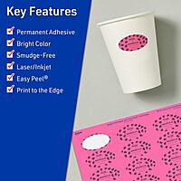 AVERY Bright Pink Oval Printable Labels, 1-1/8" x 2-1/4", Sure Feed, Print-to-The-Edge