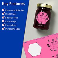 Avery Printable Hexagon Labels, Sure Feed Technology, 2-1/2" x 2-57/64", Bright Pink Labels, Print-to-The-Edge