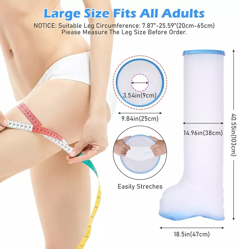 WATERPROOF CAST / BANDAGE PROTECTOR  TO PROTECT SURGERY SITES , WOUND & POP CAST - CALF, KNEE & LEG