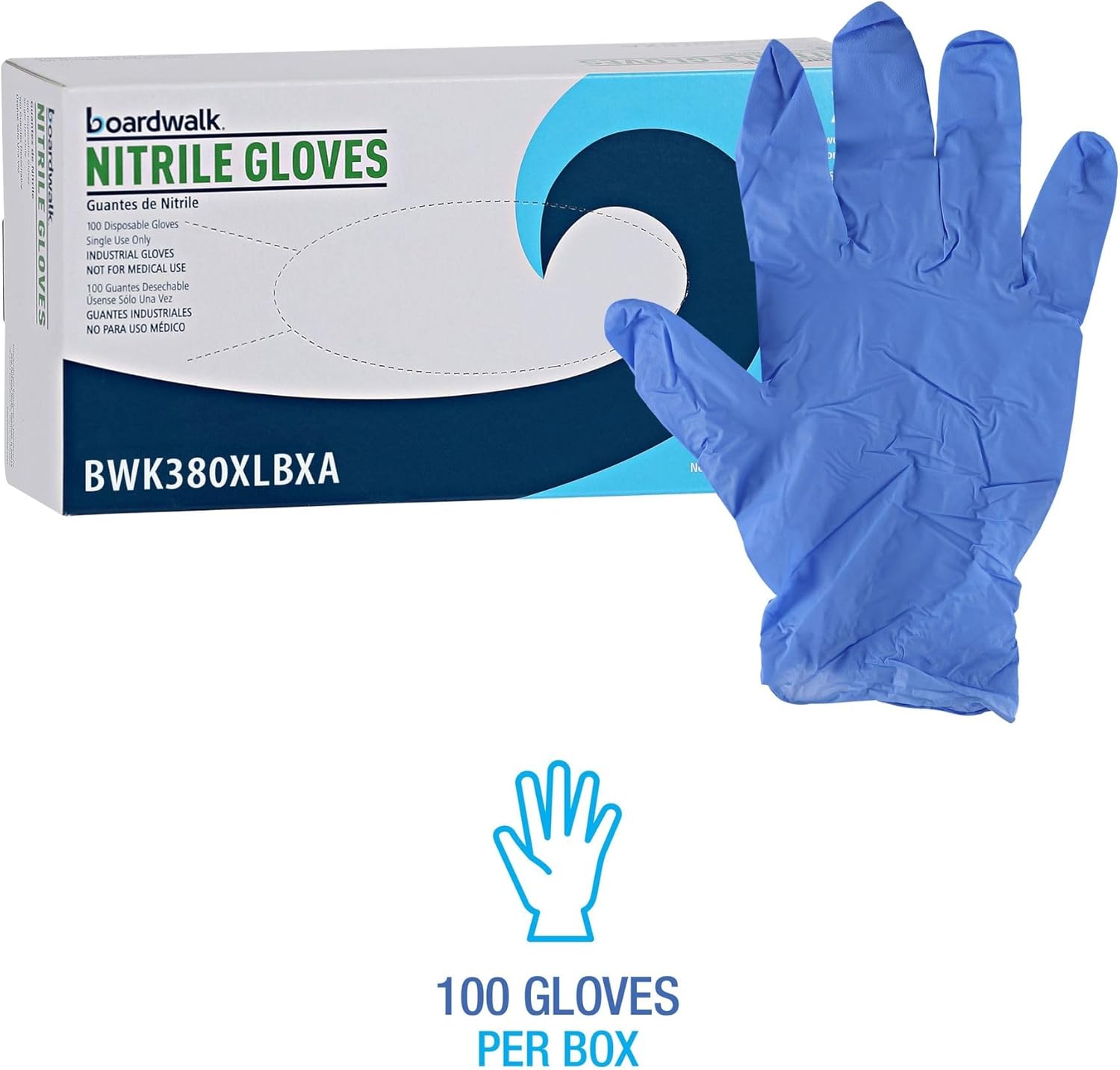 Boardwalk Disposable General-Purpose Powder-Free Nitrile Gloves, X-Large, Blue, 4mil, Box Of 100 Gloves