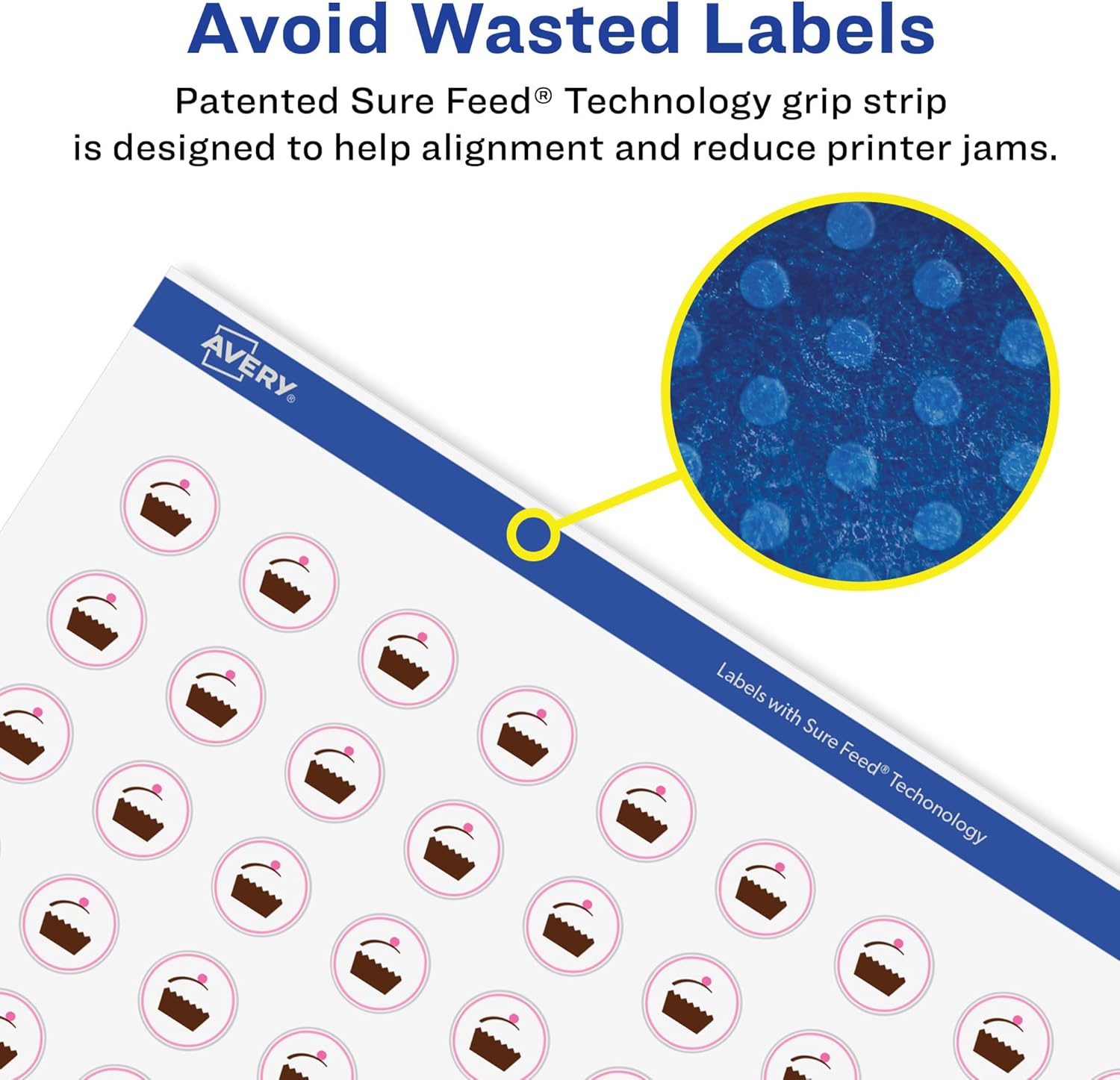 Avery Glossy Clear Round Labels, Sure Feed Technology, 0.5" Diameter, Print-to-The-Edge, Laser/Inkjet Printable