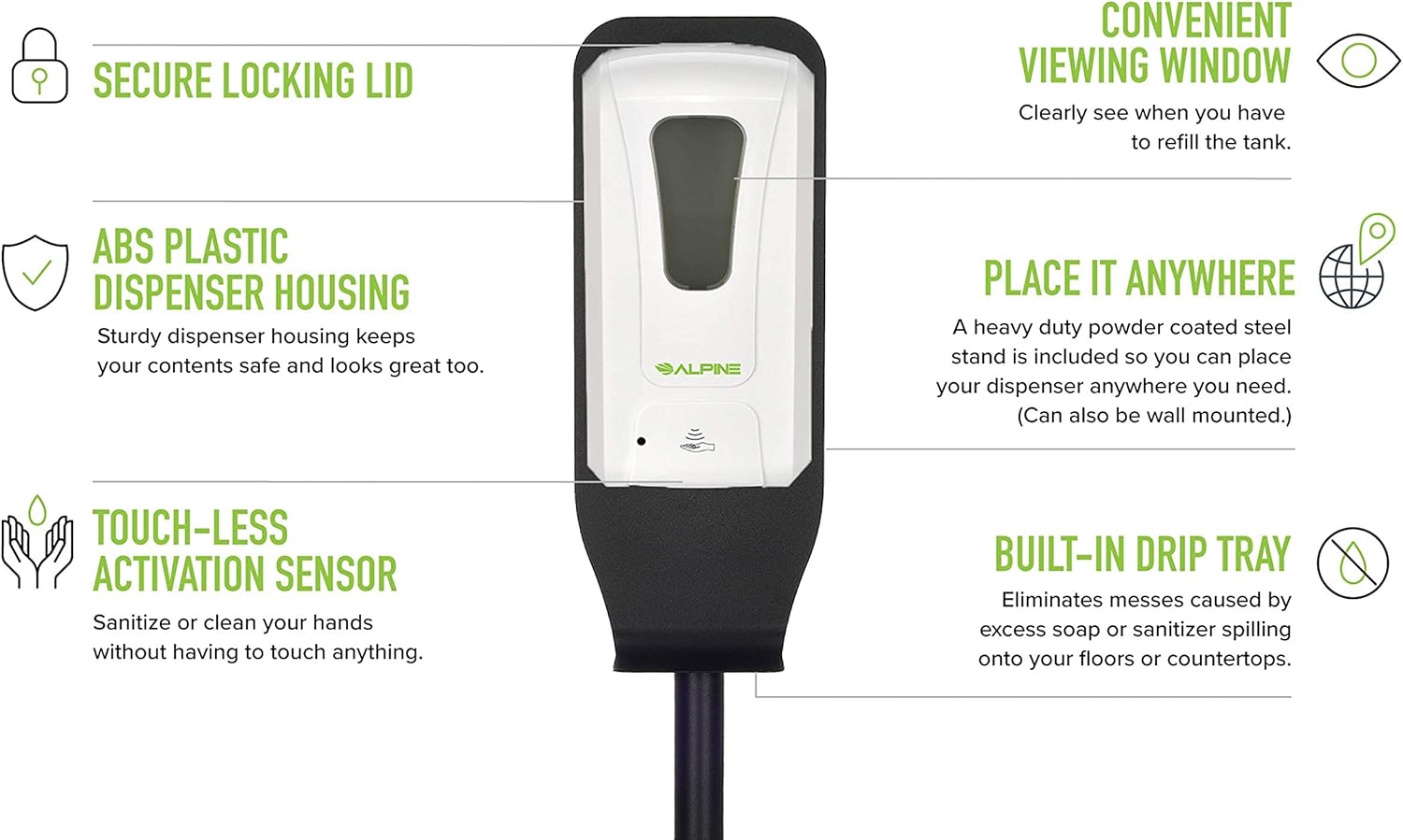 ALPINE INDUSTRIES Automatic Touchless Foam Hand Sanitizer/Soap Dispenser