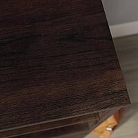 Sauder Beginnings 53inW Corner Desk with Drawer and Shelves, Cinnamon Cherry Finish