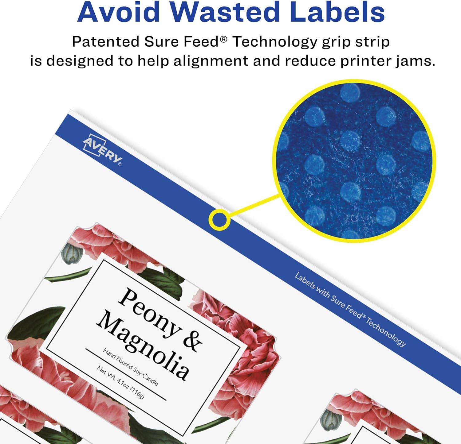 AVERY Glossy Clear Rectangle Scalloped Labels, Sure Feed Technology, 2" x 3"