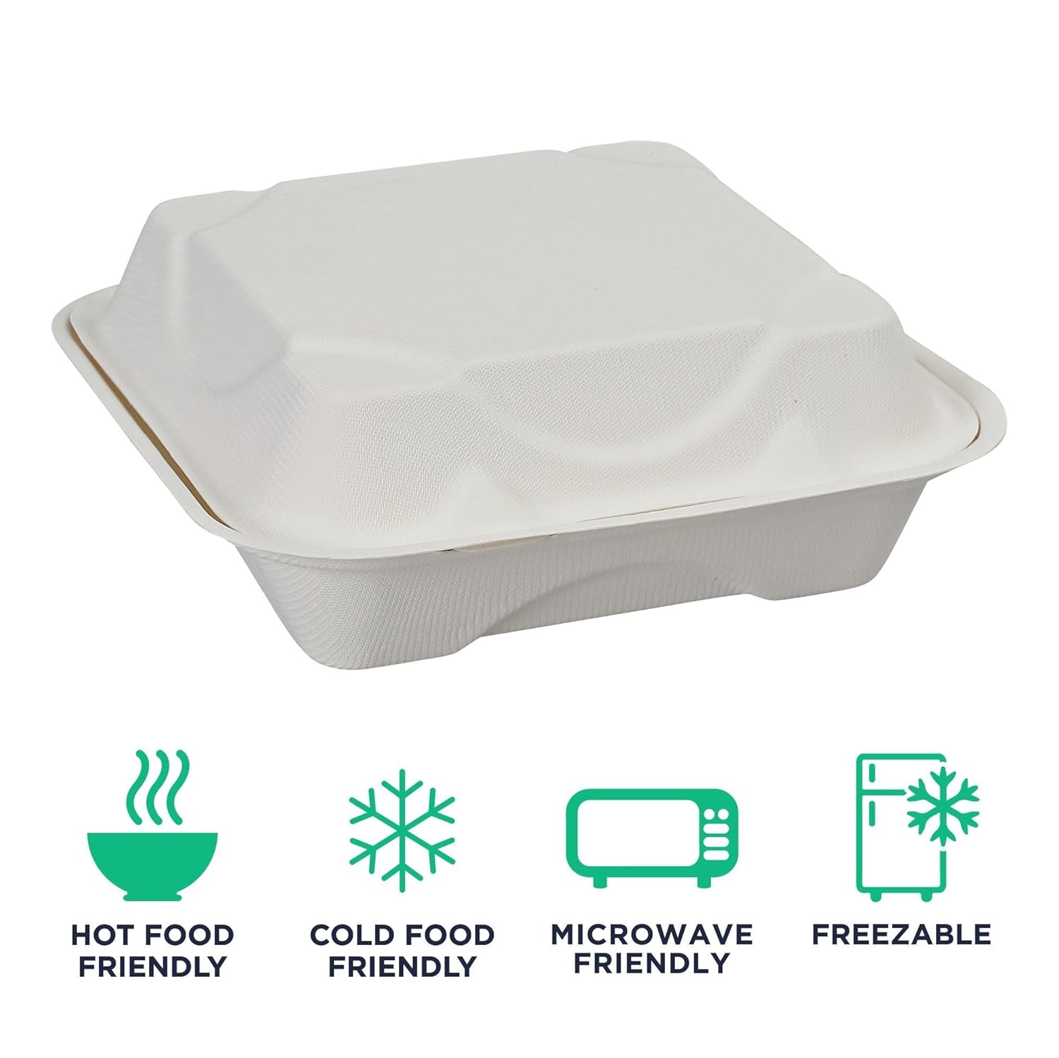 Eco-Products Compostable Bagasse Molded-Fiber Hinged Clamshell Containers