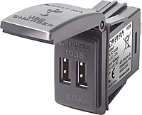 Blue Sea Systems 1038 48V 4A Contura Switch Mount Dual USB Charger, Grey