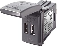 Blue Sea Systems 1038 48V 4A Contura Switch Mount Dual USB Charger, Grey