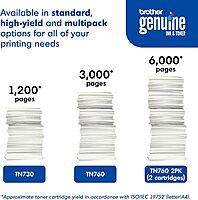 Brother Genuine High-Yield Black Toner Cartridge Twin Pack TN760 2Pk, TN7602PK Black 2 Pack Toner