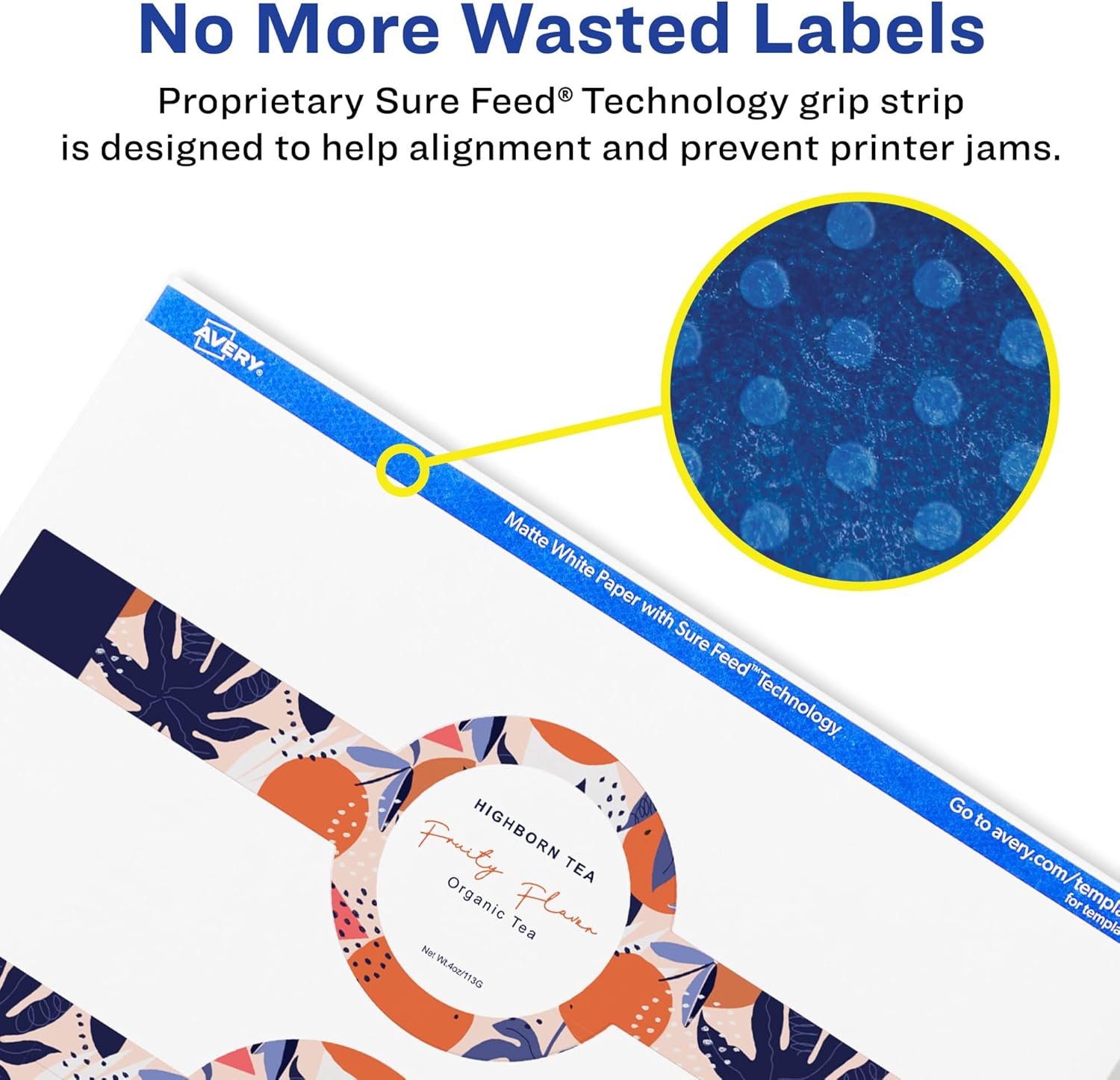 AVERY Matte White Wraparound Band Labels, Sure Feed Technology, 2-3/8" x 8", Cigar Band Labels, Permanent Adhesive - E8162F