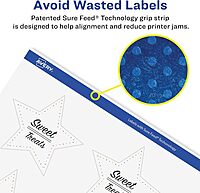 Avery Glossy Clear Star Labels, Sure Feed Technology, 2-1/4" x 2-3/8", Print-to-The-Edge, Laser/Inkjet Printable