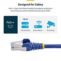 StarTech.com 6ft Blue CAT8 Ethernet Cable, Snagless RJ45, 25G/40G, 2000MHz, 100W PoE++, S/FTP, 26AWG Pure Bare Copper, LSZH