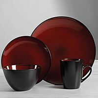 Gibson Soho Lounge 16-Piece Round Dinnerware Set, Burgundy