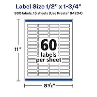 Avery Matte White Removable Rectangle Labels, Sure Feed Technology, Print-to-The-Edge, 0.5" x 1.75", 900 Removable Labels, Laser/Inkjet Printable 900 labels