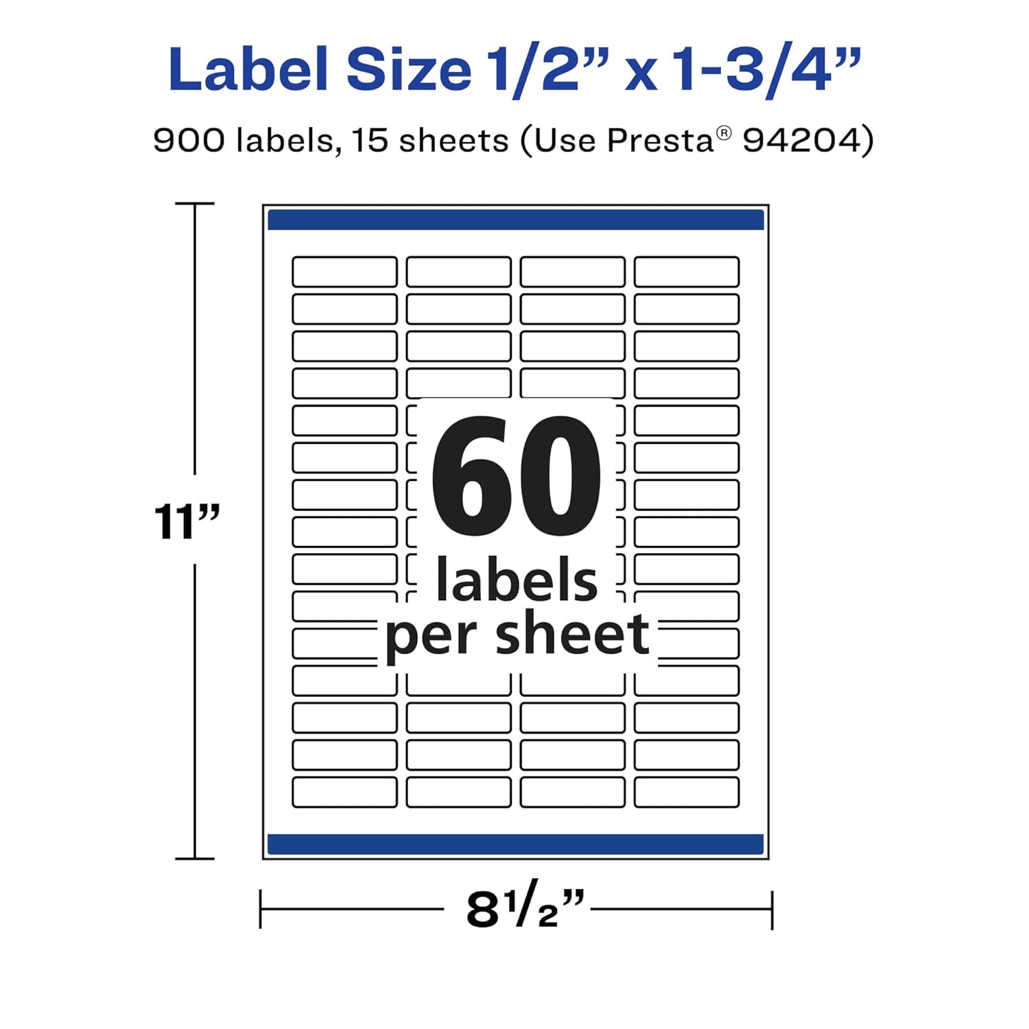 Avery Matte White Removable Rectangle Labels, Sure Feed Technology, Print-to-The-Edge, 0.5" x 1.75", 900 Removable Labels